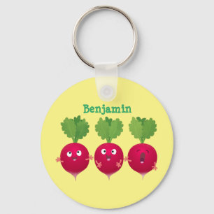 Porte-clés Des radis mignons chantant des légumes de dessin a