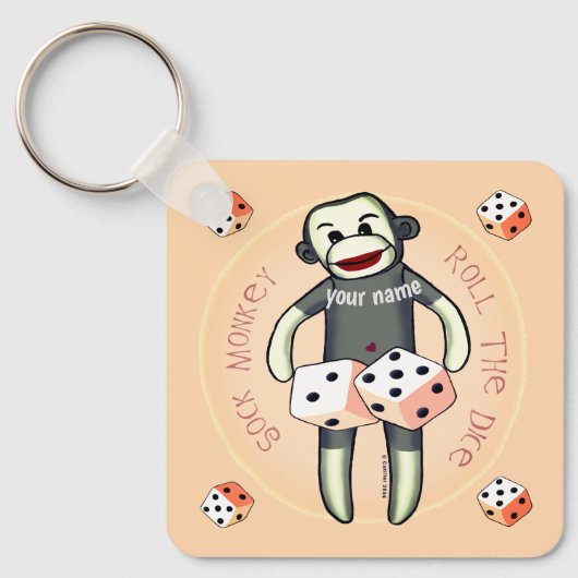 Porte-clés Dés Singe Chaussette (Recto)