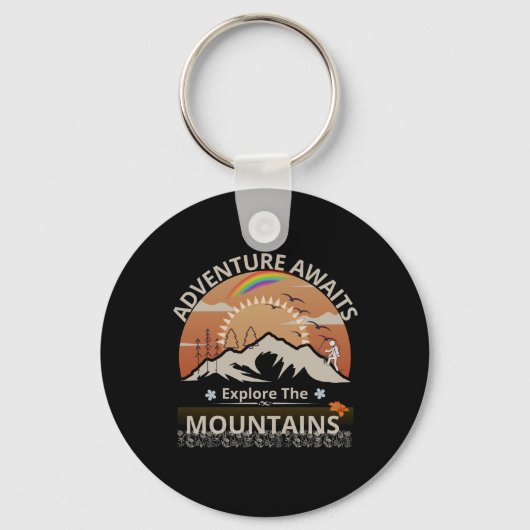 Porte-clés Design "Adventure Await-Explore the mountain" (Recto)