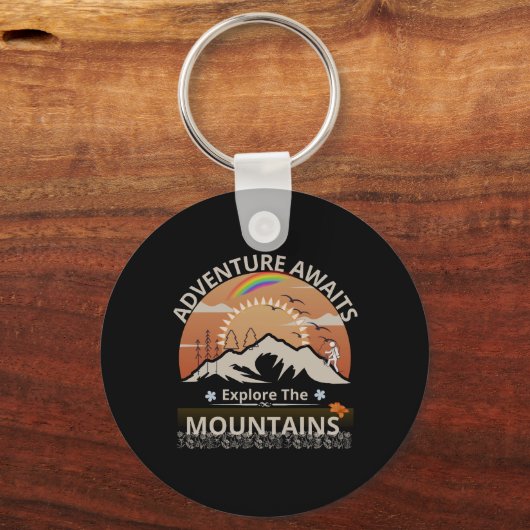 Porte-clés Design "Adventure Await-Explore the mountain" (Verso)