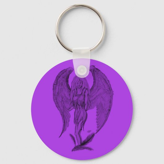 Porte-clés Design Angel noir et violet (Recto)
