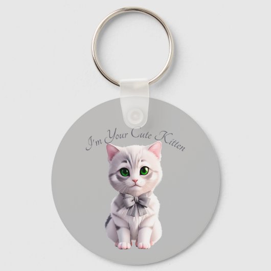 Porte-clés Design avec chaton gris mignon (Recto)