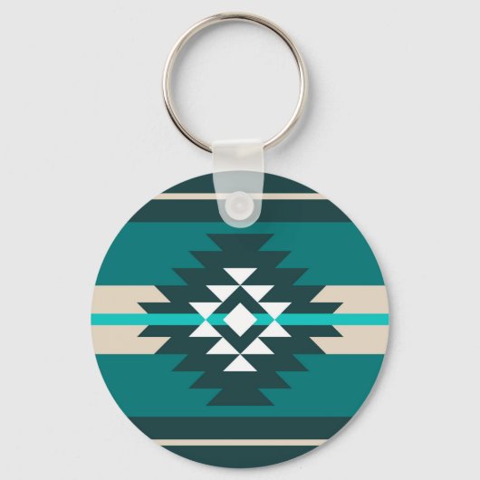 Porte-clés Design aztèque en couleur turquoise (Recto)