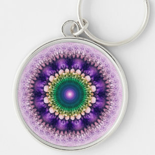 Porte-clés Design bleu fractal naturel