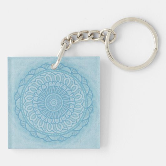 Porte-clés Design boho bleu et turquoise moderne (Dos)