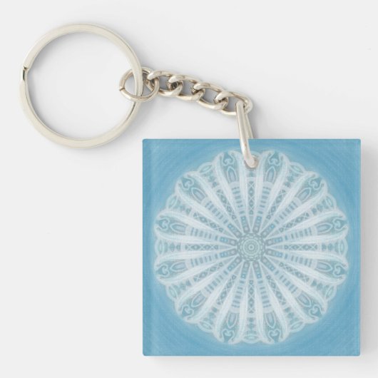 Porte-clés Design boho bleu et turquoise moderne (Devant)