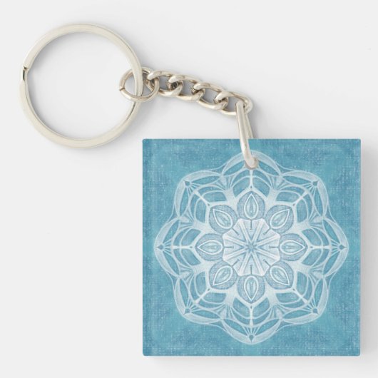 Porte-clés Design boho bleu et turquoise moderne (Devant)