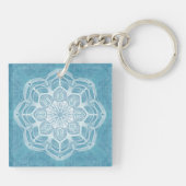 Porte-clés Design boho bleu et turquoise moderne (Dos)