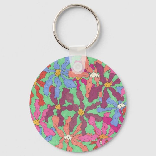 Porte-clés Design Boho Motif à fleurs rétro (Recto)