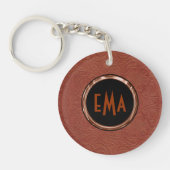 Porte-clés Design Brown en cuir en daim (Devant)