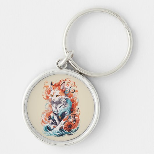 Porte-clés Design Chat Cute Dans Le Style Traditionnel Néo (Devant)