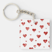 Porte-clés Design Coeurs Plaidés Rouge (Devant)