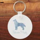 Porte-clés Design d'aquarelle sibérienne Husky (Recto)
