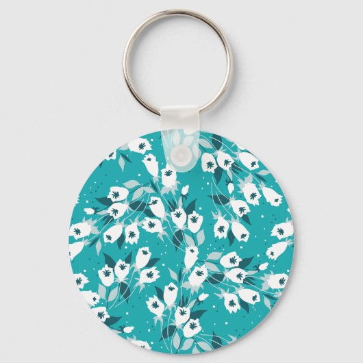 Porte-clés Design d'art botanique Motif élégant à la fleur de (Recto)