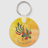 Porte-clés Design d'art de coq chinois personnalisé (Verso)