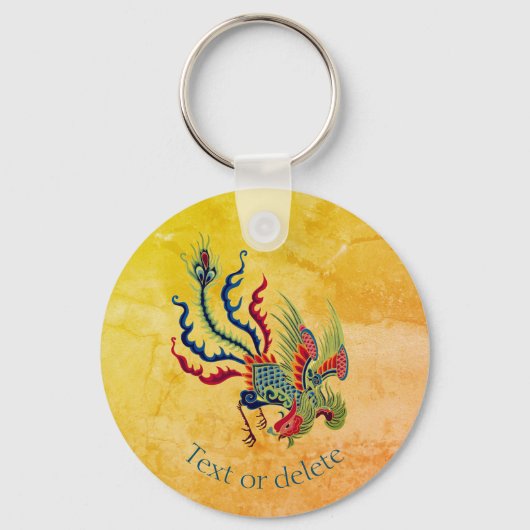 Porte-clés Design d'art de coq chinois personnalisé (Verso)