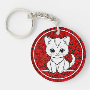 Porte-clés Design d'art Stylisé Cat Kitten Line-52315