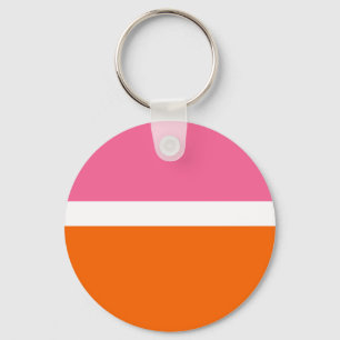 Porte-clés Design de bloc de couleur rose blanc orange clair