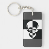 Porte-clés Design de crâne d'illusion optique en noir et blan (Devant)