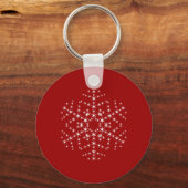Porte-clés Design de flocon de neige en rouge foncé et blanc. (Recto)