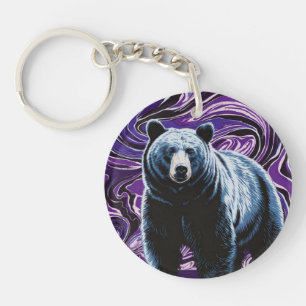 Porte-clés Design de l'ours Porte - clé acrylique rond pourpr