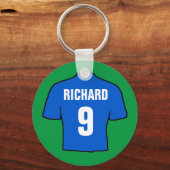 Porte-clés Design de maillot de football en bleu. (Recto)