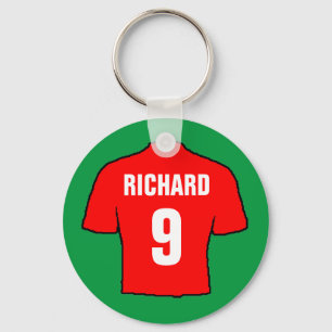 Porte-clés Design de maillot de football en rouge.