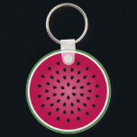 Porte-clés Design de pastèque rouge vert<br><div class="desc">Peau de pastèque rayures vertes bordées de coins de pastèque Pop art thèmes de fruits demi section côté pastèque pastèque rouge pastèque graines noires rayées peau verte pastèque</div>