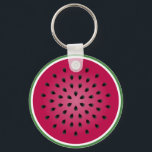 Porte-clés Design de pastèque rouge vert<br><div class="desc">Peau de pastèque rayures vertes bordées de coins de pastèque Pop art thèmes de fruits demi section côté pastèque pastèque rouge pastèque graines noires rayées peau verte pastèque</div>