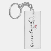 Porte-clés Design de script Coeur du drapeau du Groenland (Devant gauche)