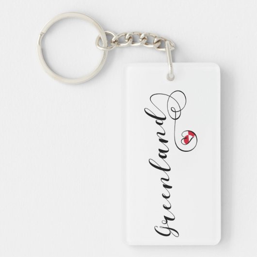 Porte-clés Design de script Coeur du drapeau du Groenland (Devant)