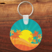 Porte-clés Design de surf tropical rétro de Sunset Beach (Recto)