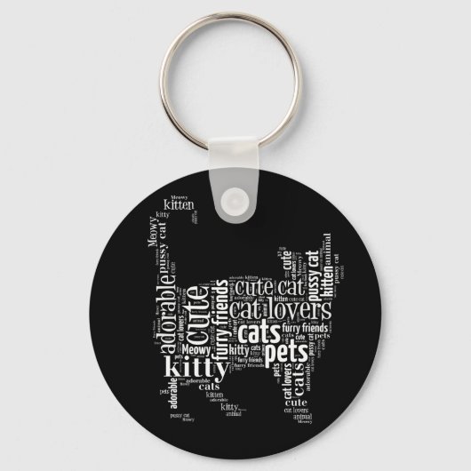 Porte-clés Design de texte de chat blanc (Recto)