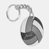 Porte-clés Design de volley-ball gris, blanc et noir (Devant gauche)