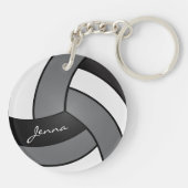 Porte-clés Design de volley-ball gris, blanc et noir (Dos)
