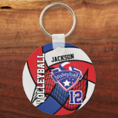 Porte-clés Design de volley-ball rouge, bleu et blanc (Recto)