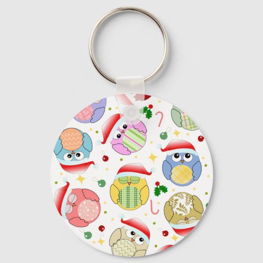 Porte-clés Design des Chouettes de Noël (Recto)