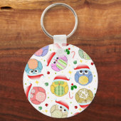 Porte-clés Design des Chouettes de Noël (Recto)