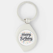 Porte-clés Design élégant de calligraphie d'anniversaire (Devant)