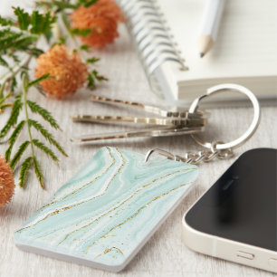 Porte-clés design élégant de marbre liquide peint à la main a