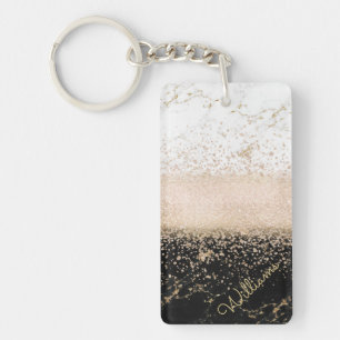 Porte-clés Design élégant en marbre de confetti rose en or