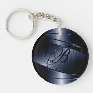 Porte-clés Design en métal bleu, look en acier inoxydable