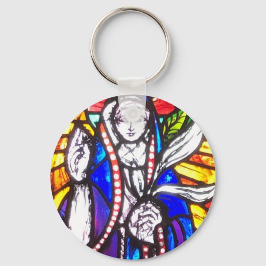 Porte-clés Design en verre tendu avec la figure religieuse. (Recto)
