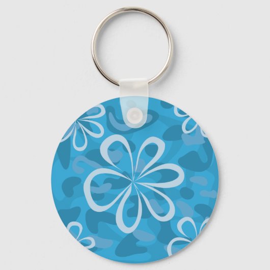 Porte-clés Design floral bleu (Recto)