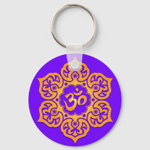 Porte-clés Design floral jaune et bleu Aum