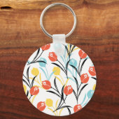 Porte-clés Design floral Motif de Tulipe en blanc (Recto)