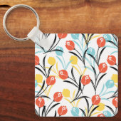 Porte-clés Design floral Motif de Tulipe en blanc (Recto)