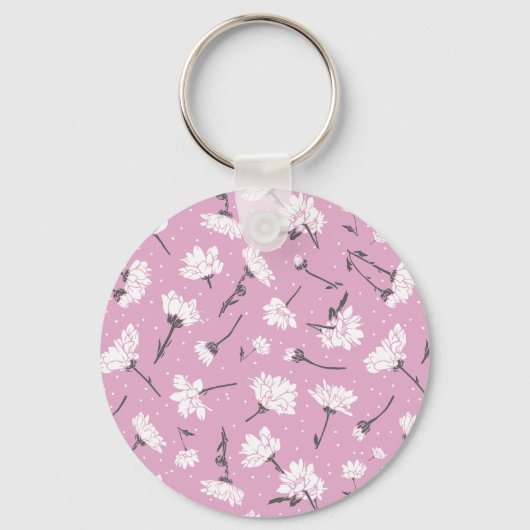 Porte-clés Design Floral Rose - Art Fleur Élégant (Recto)
