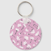 Porte-clés Design Floral Rose - Art Fleur Élégant (Verso)