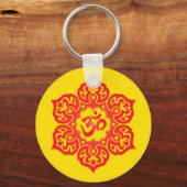 Porte-clés Design floral rouge et jaune Aum (Recto)